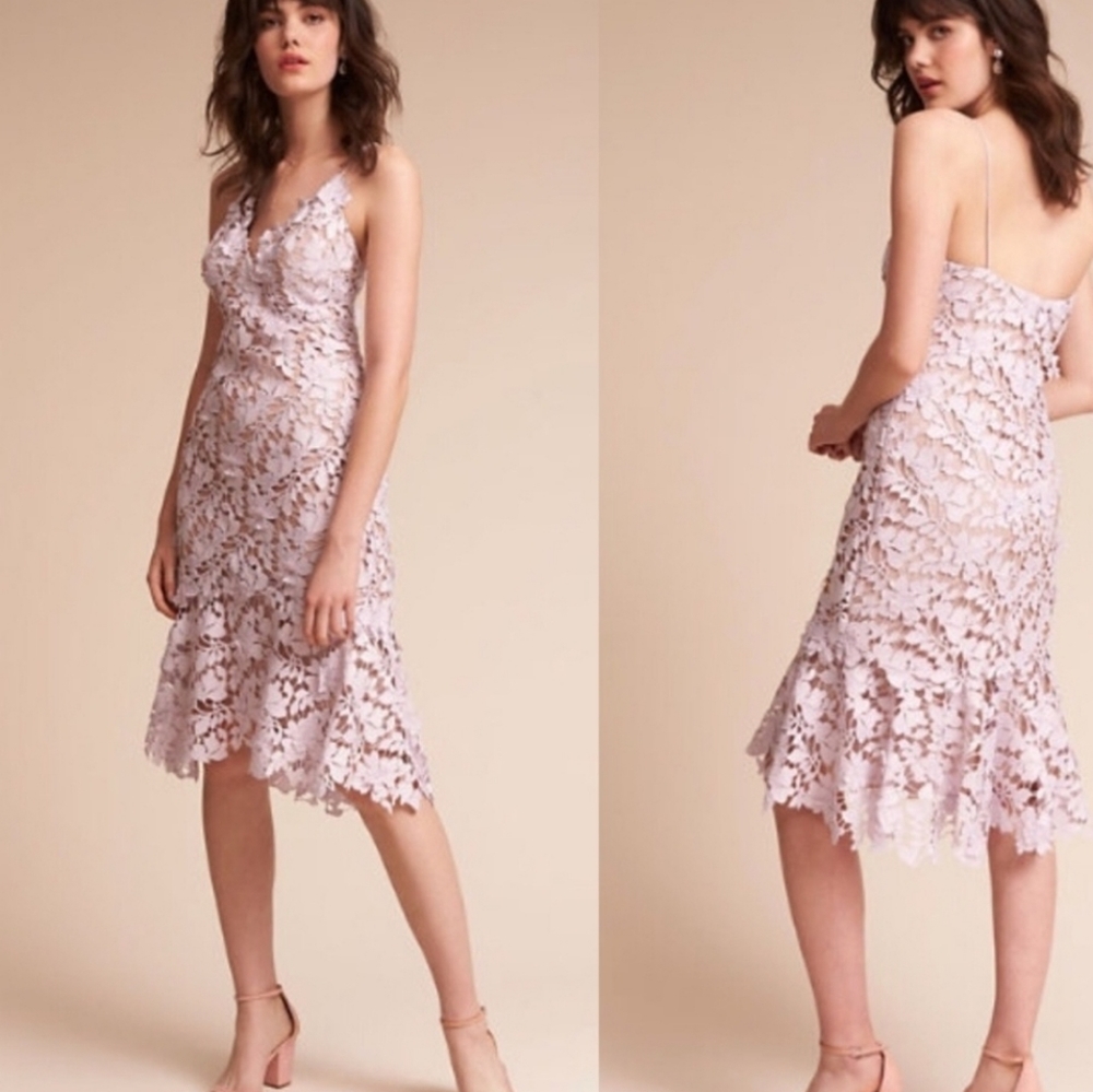 BDLN Anthropologie Lavender Floral Laser Cut Dress